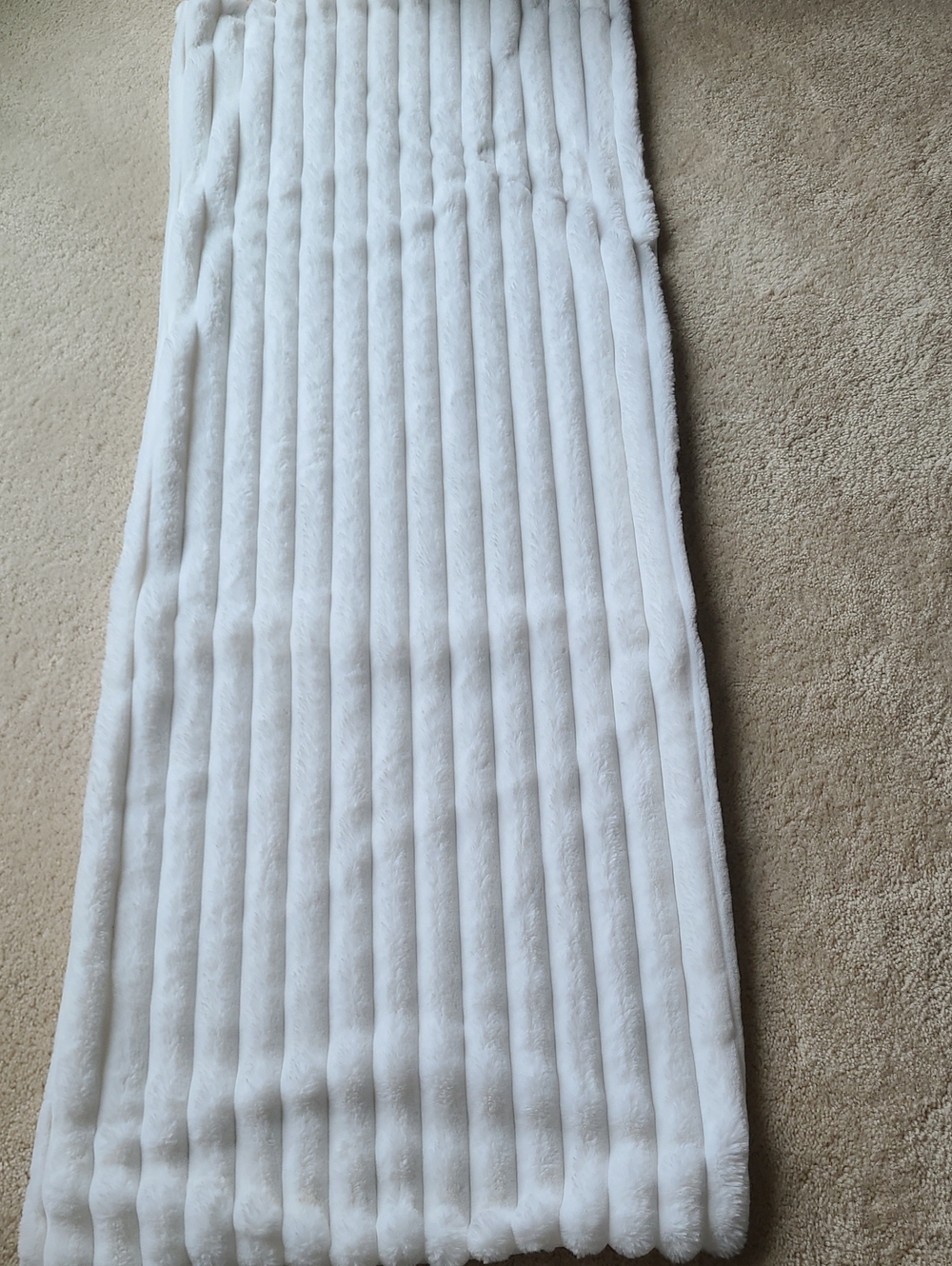 White Faux Fur Ribbed Body Pillow Cover
